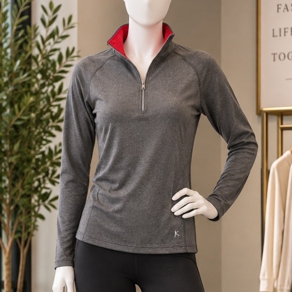 Danskin Now Quarter Zip Pullover Charcoal Grey Activewear Womens XL